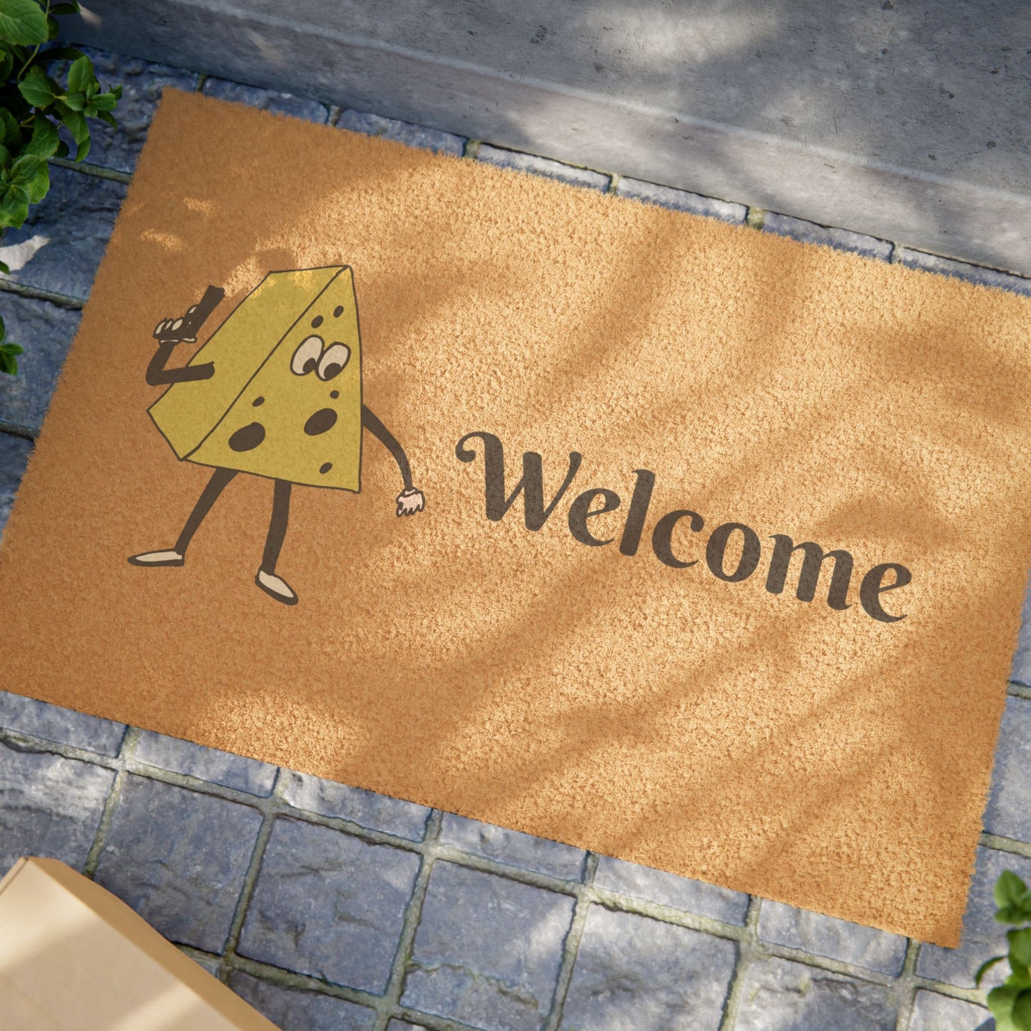 Cheeseman with gun doormat